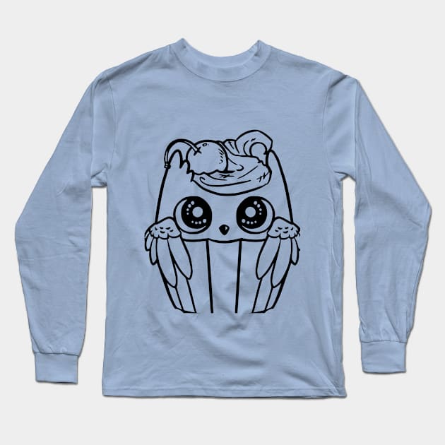 cute owl bird cupcake chibi Long Sleeve T-Shirt by oubaid22